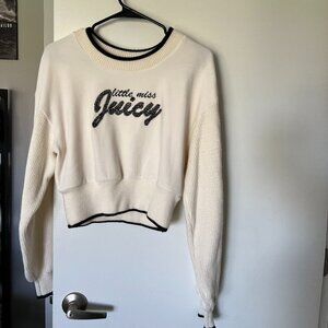 Juicy Couture Cropped "little miss Juicy" Cream and Black Sweatshirt Size Large